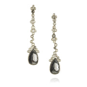 Todd Reed earrings with Black fancy cut diamonds (~13.95ct) silver & grey rose cut diamonds(~5.60ct), and palladium